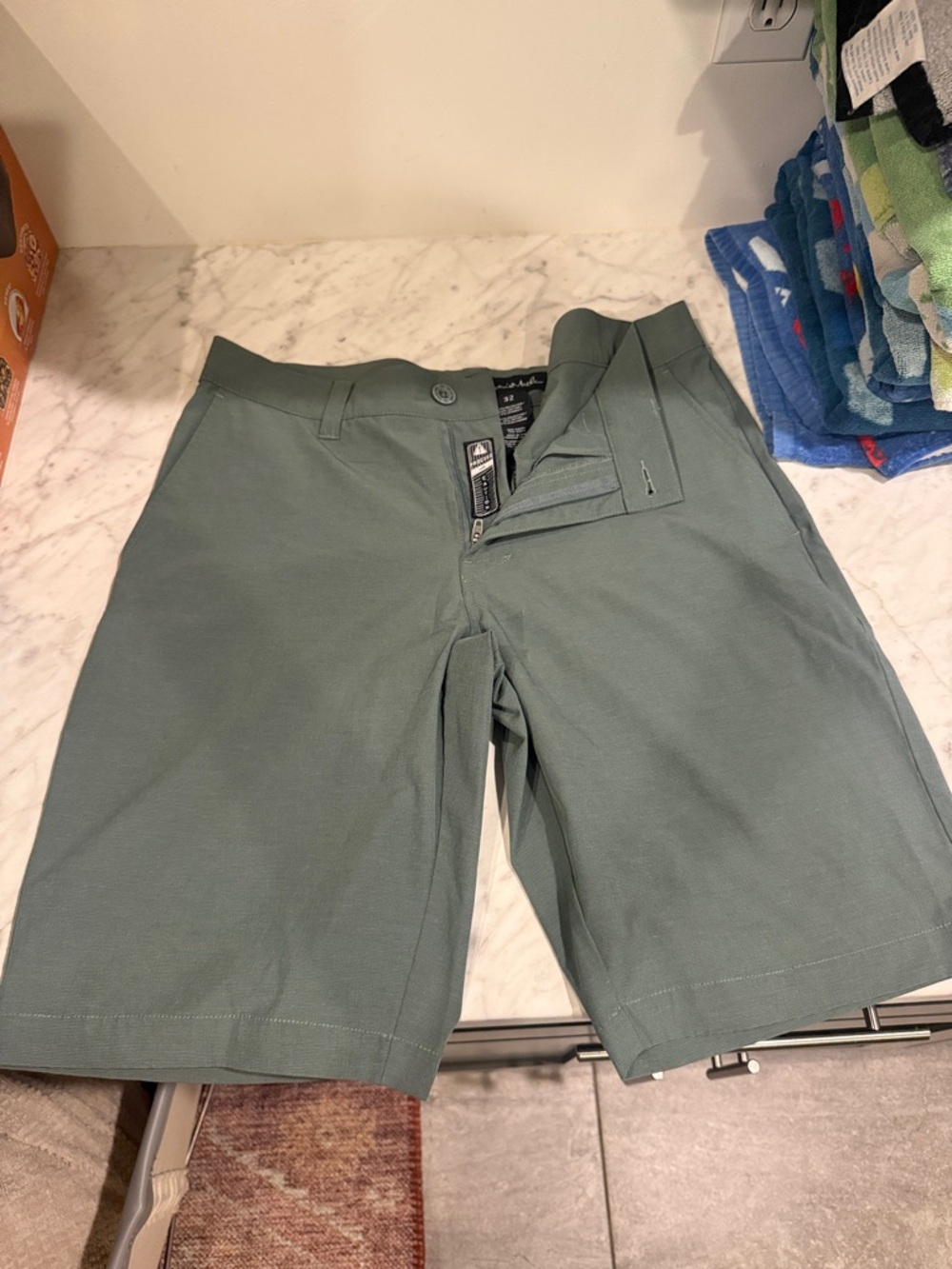 Travis Mathew Olive Green Performance Flat Front Shorts